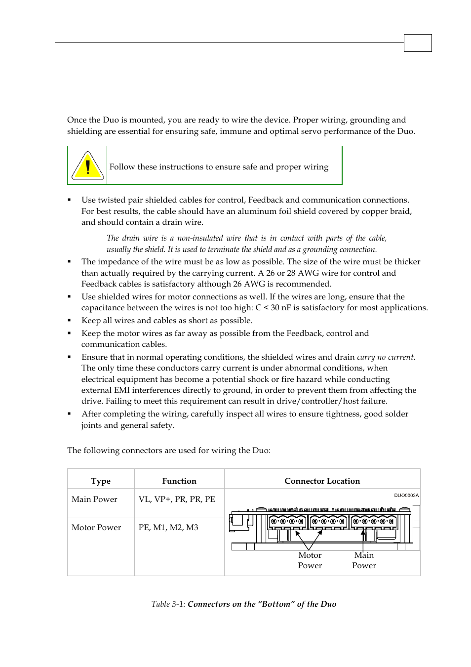 4 connecting the cables, 1 wiring the duo | ElmoMC SimplIQ Digital Servo Drives-Whi-Duo Installation Guide User Manual | Page 15 / 69