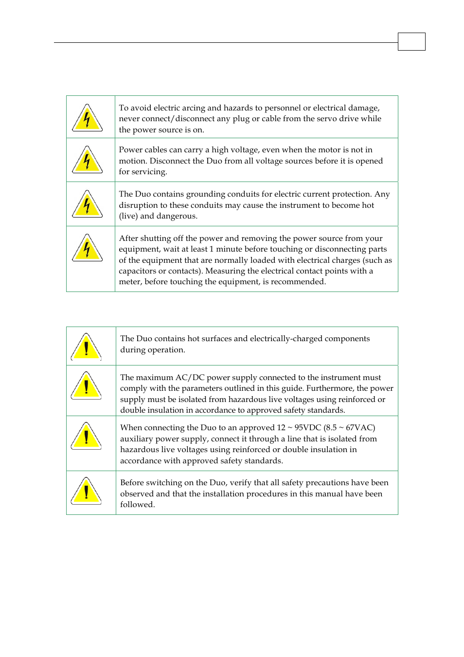 1 warnings, 2 cautions | ElmoMC SimplIQ Digital Servo Drives-Whi-Duo Installation Guide User Manual | Page 7 / 69