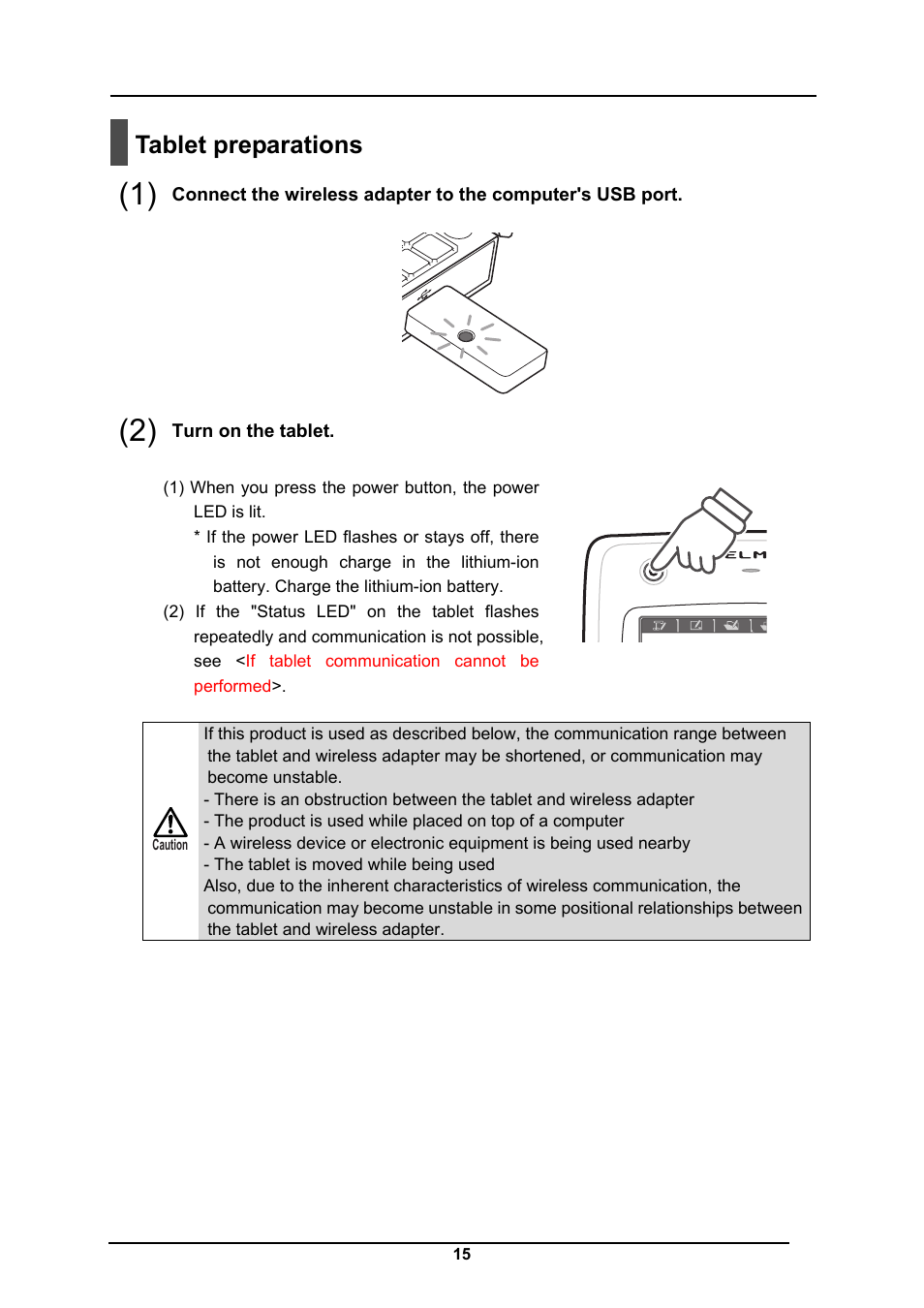 Tablet preparations | Elmo CRA-1 User Manual | Page 15 / 64