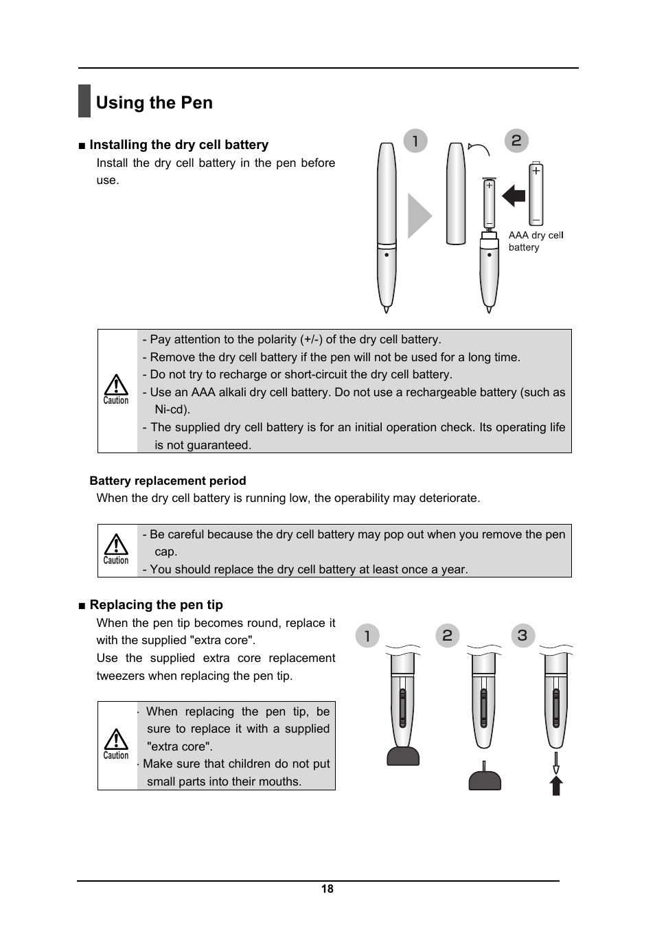 Using the pen | Elmo CRA-1 User Manual | Page 18 / 64