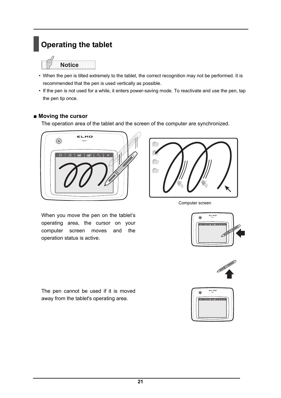 Operating the tablet | Elmo CRA-1 User Manual | Page 21 / 64