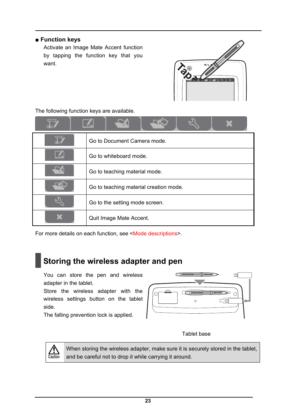 Storing the wireless adapter and pen | Elmo CRA-1 User Manual | Page 23 / 64