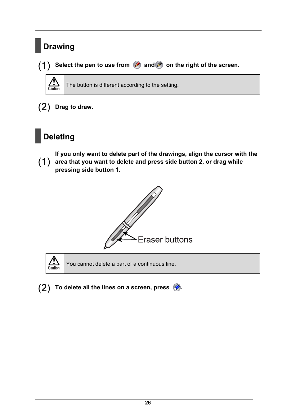 Drawing, Deleting | Elmo CRA-1 User Manual | Page 26 / 64