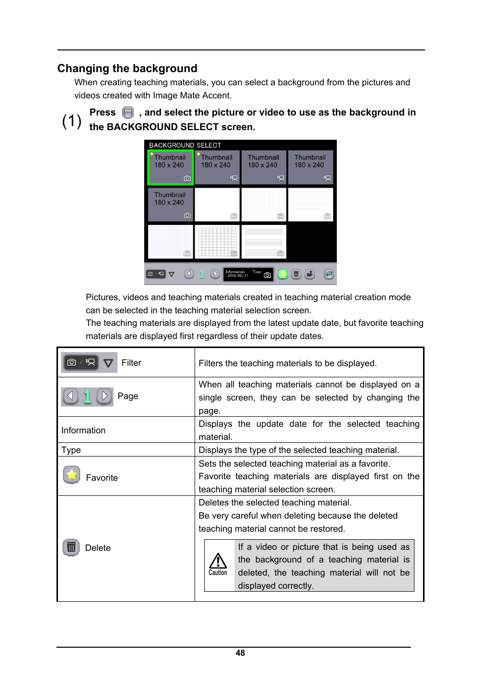 Changing the background, Changing the, Background | Elmo CRA-1 User Manual | Page 48 / 64