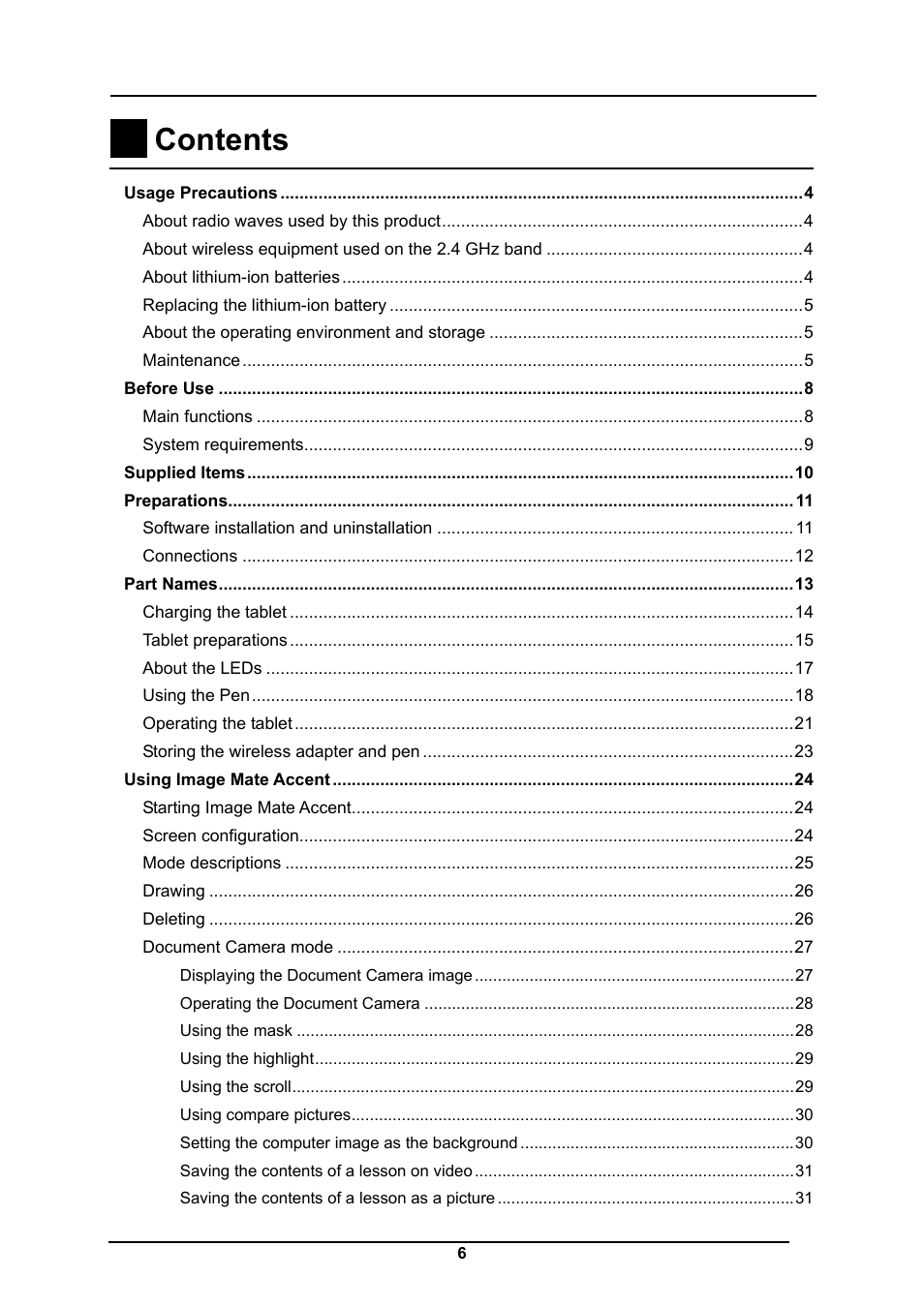 Elmo CRA-1 User Manual | Page 6 / 64