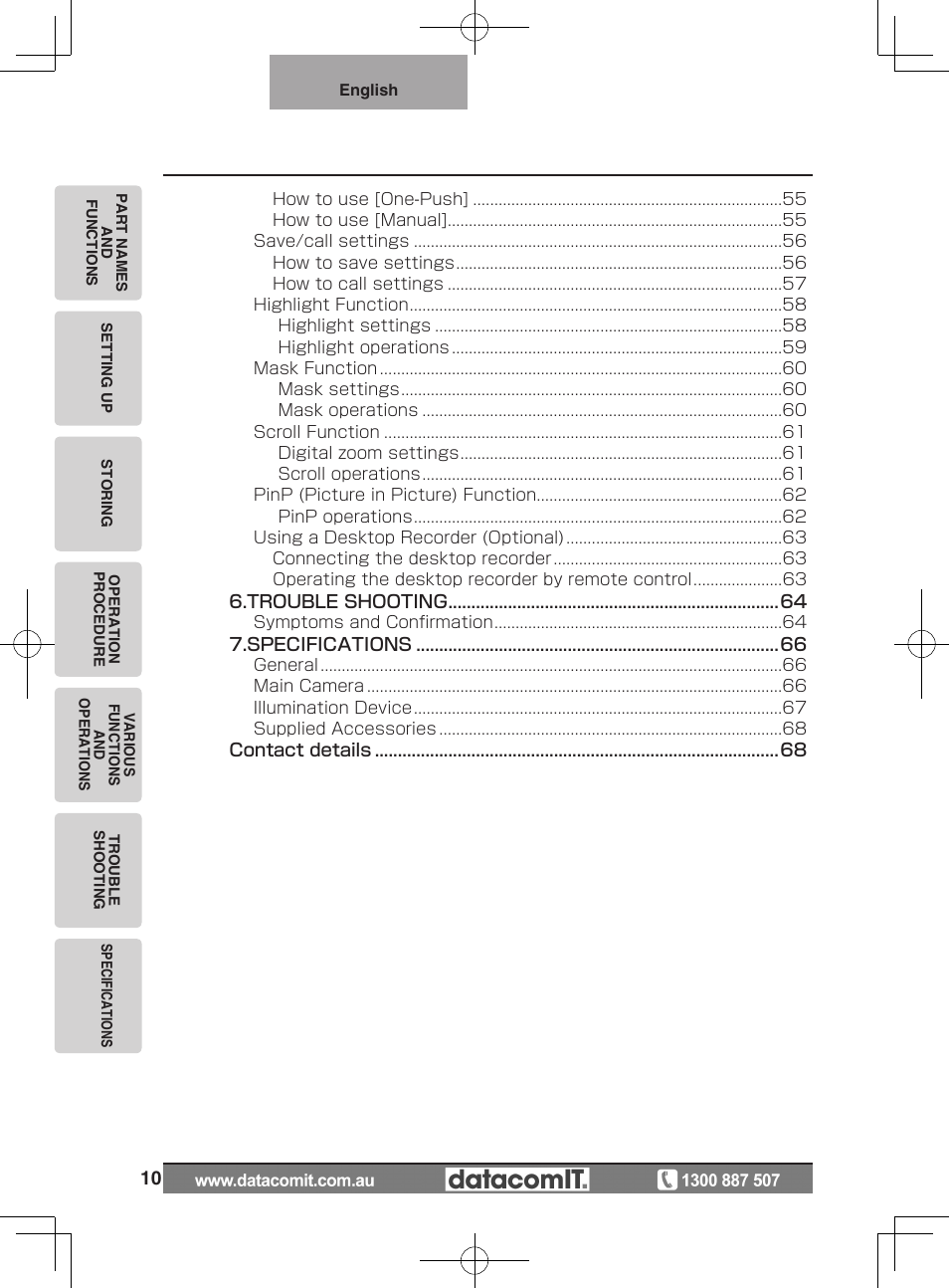Elmo L-1EX User Manual | Page 10 / 68