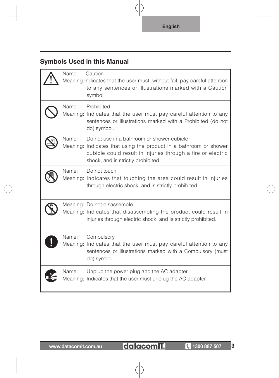 Symbols used in this manual | Elmo L-1EX User Manual | Page 3 / 68