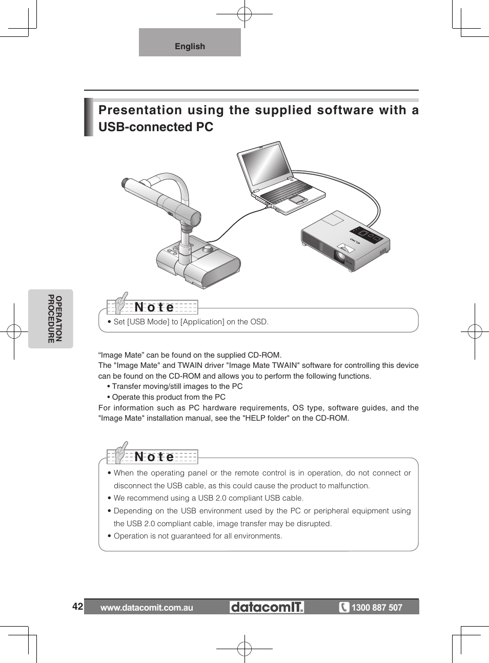 N o t e | Elmo L-1EX User Manual | Page 42 / 68