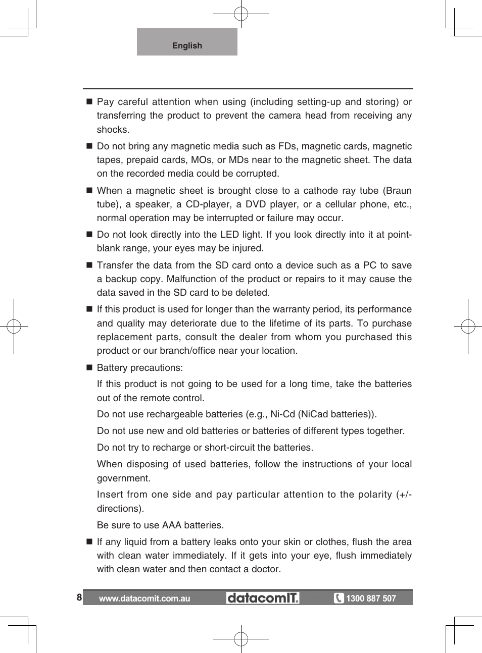 Elmo L-1EX User Manual | Page 8 / 68
