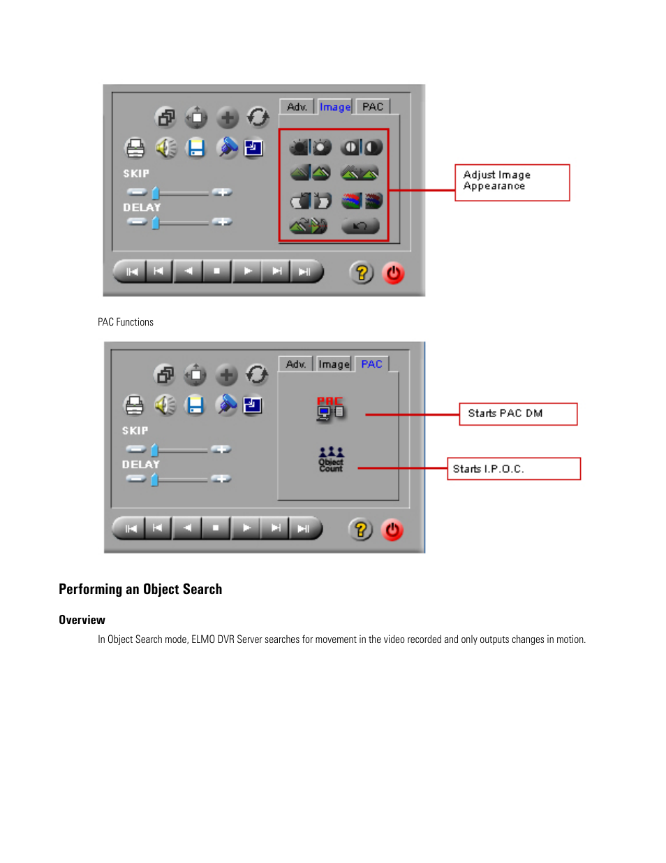 Performing an object search, Overview | Elmo EDR-X216 User Manual | Page 58 / 83