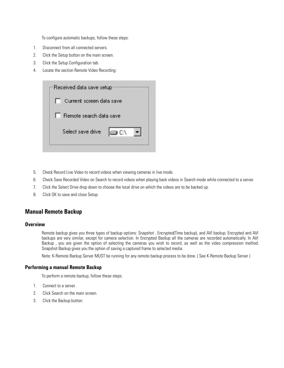 Manual remote backup, Overview, Performing a manual remote backup | Remote video recording options | Elmo EDR-X216 User Manual | Page 74 / 83