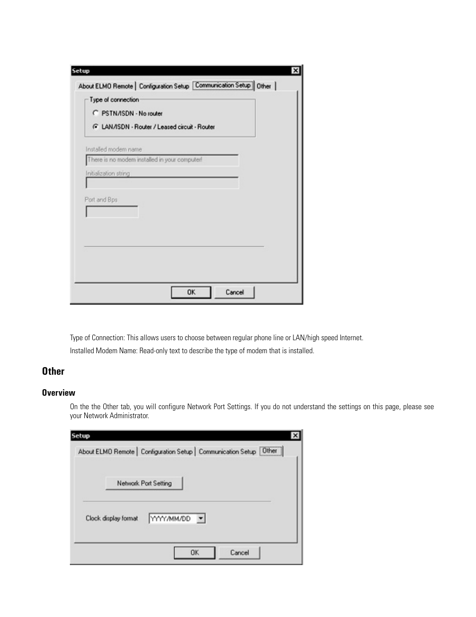 Other, Overview, Local communication setup | Local setup - other tab | Elmo EDR-X216 User Manual | Page 82 / 83