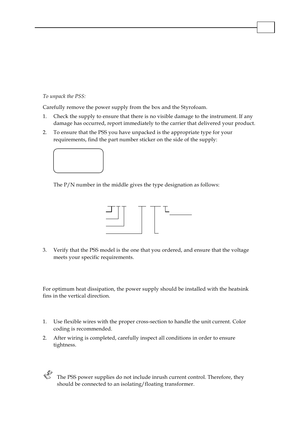 Chapter 3: installation -1, Unpacking the system components -1, Mounting and wiring the pss -1 | Wiring guidelines -1, Ac power supplies -1, Chapter 3: installation, 1 unpacking the system components, 2 mounting and wiring the pss | Elmo PSS 6U User Manual | Page 14 / 17