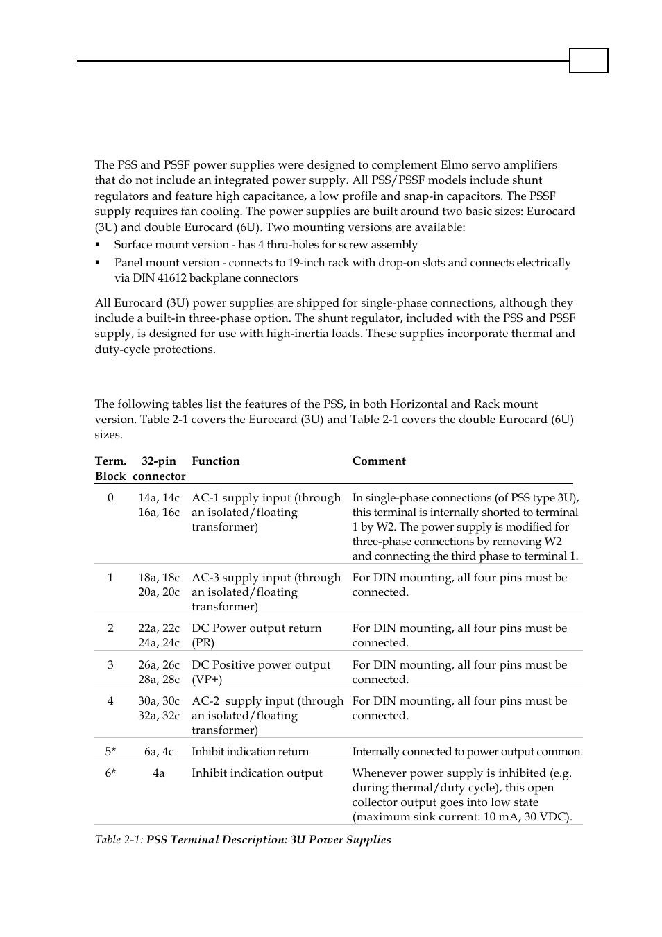 Chapter 2: product description -1, Standard features -1, Chapter 2: product description | 1 standard features | Elmo PSS 6U User Manual | Page 6 / 17