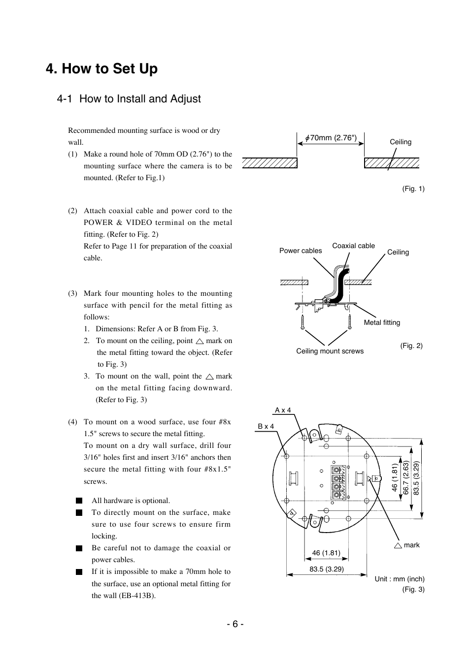 How to set up, 1 how to install and adjust | Elmo Dome Camera TND4004 User Manual | Page 7 / 12