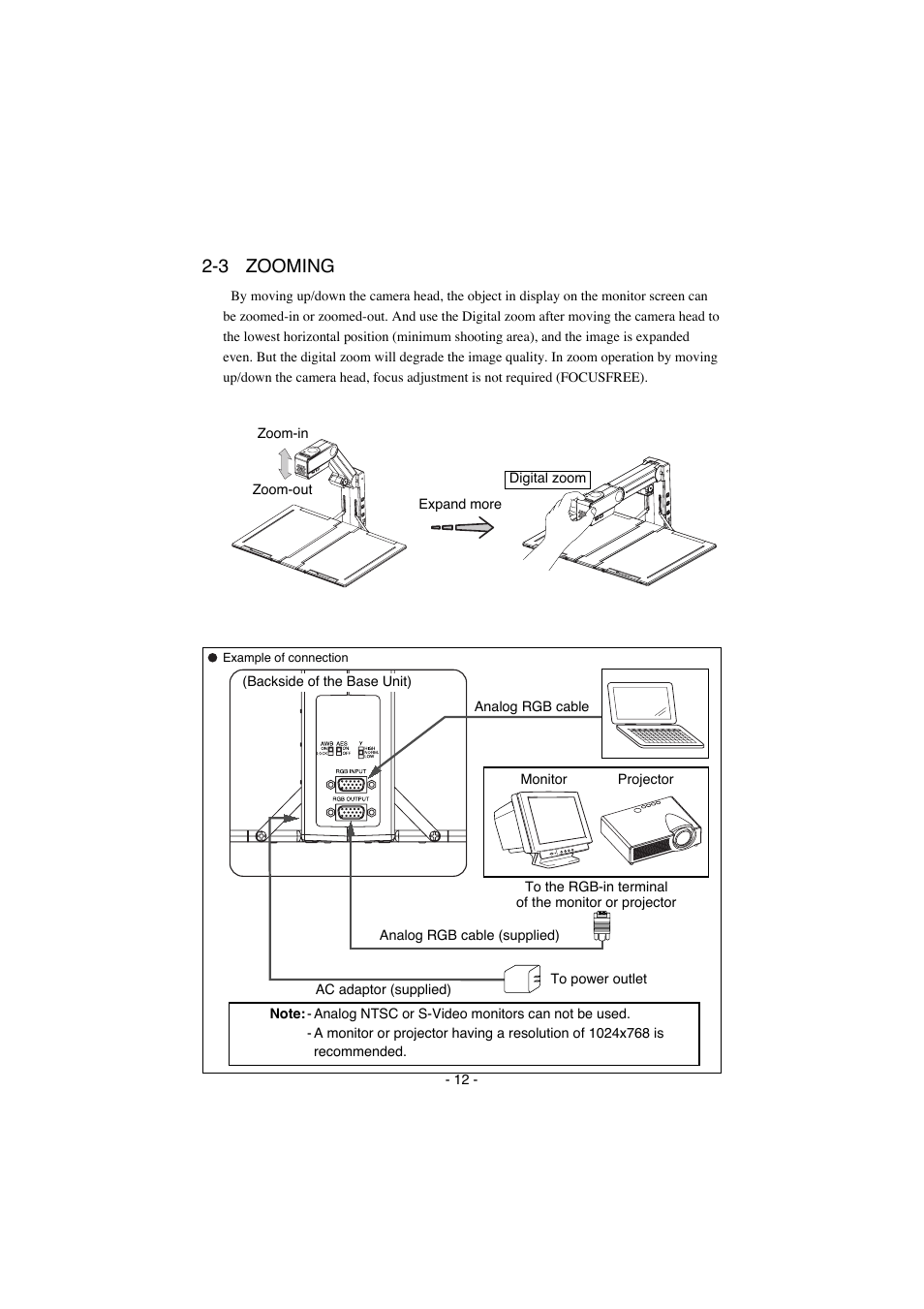 3 zooming | Elmo Visual Presenter HV-100XG User Manual | Page 13 / 16