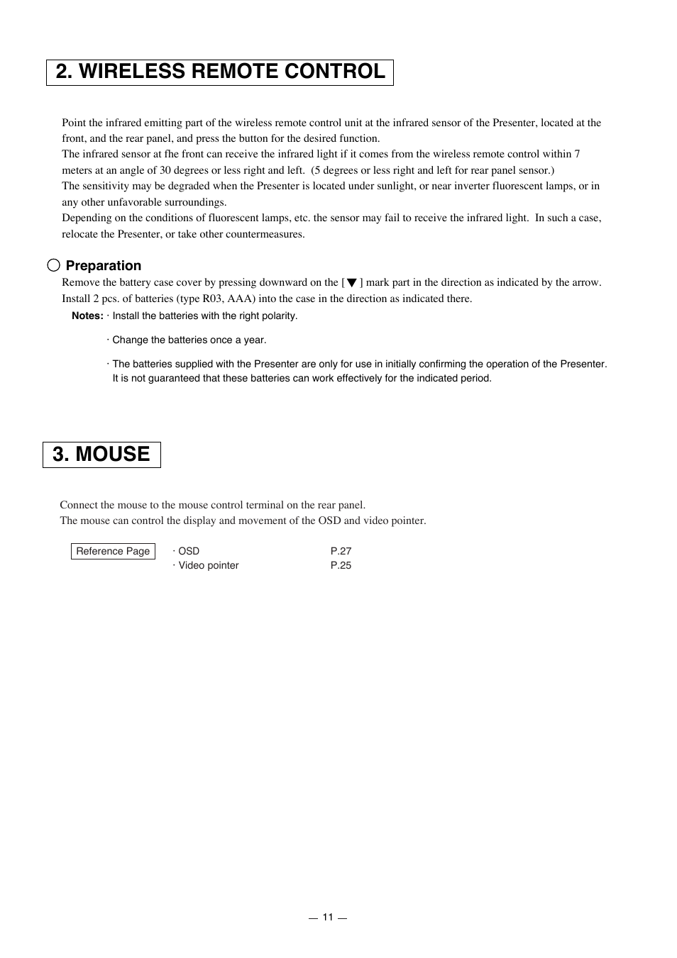 Wireless remote control, Mouse | Elmo HV-7000SX User Manual | Page 12 / 40