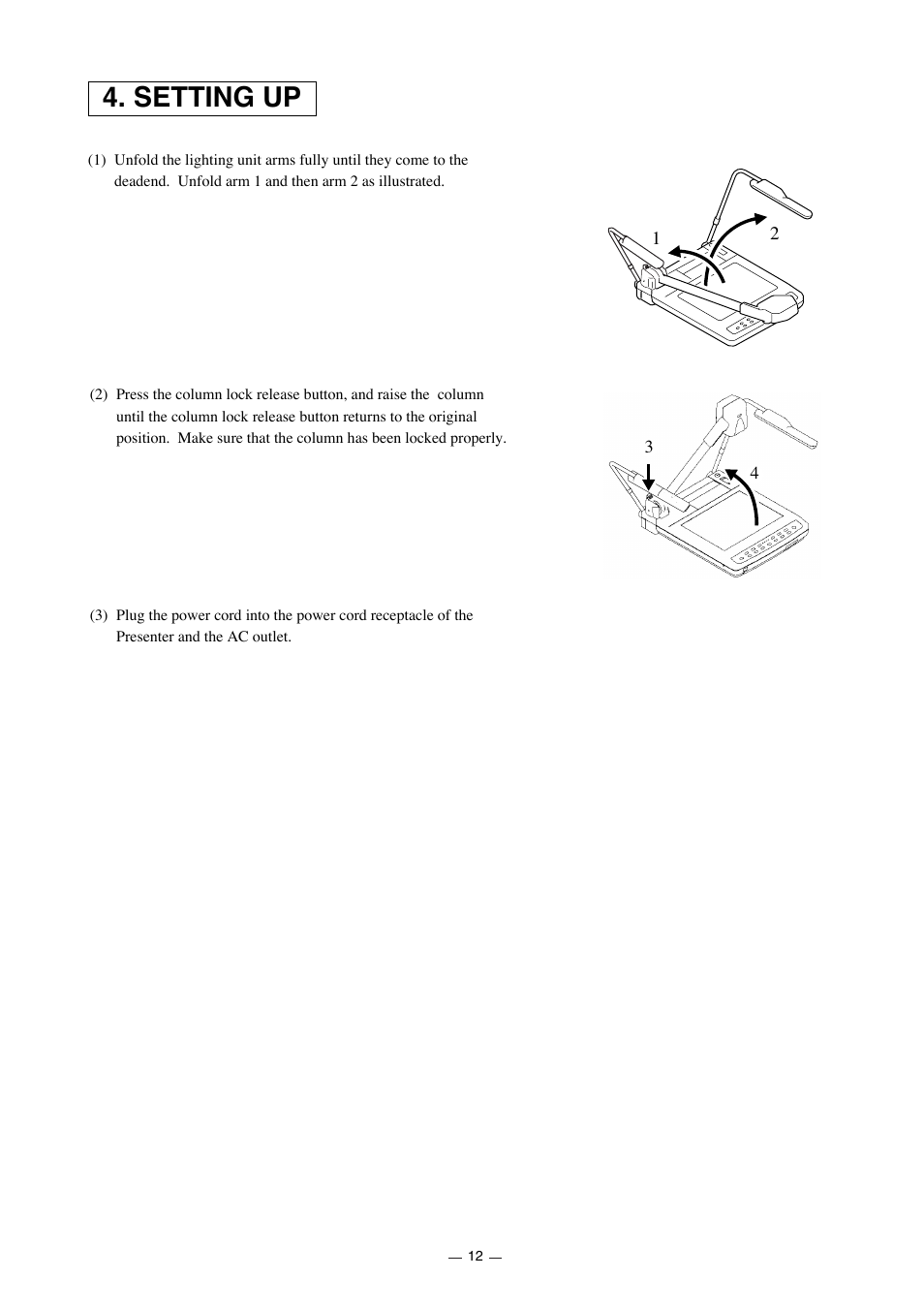 Setting up | Elmo HV-7000SX User Manual | Page 13 / 40