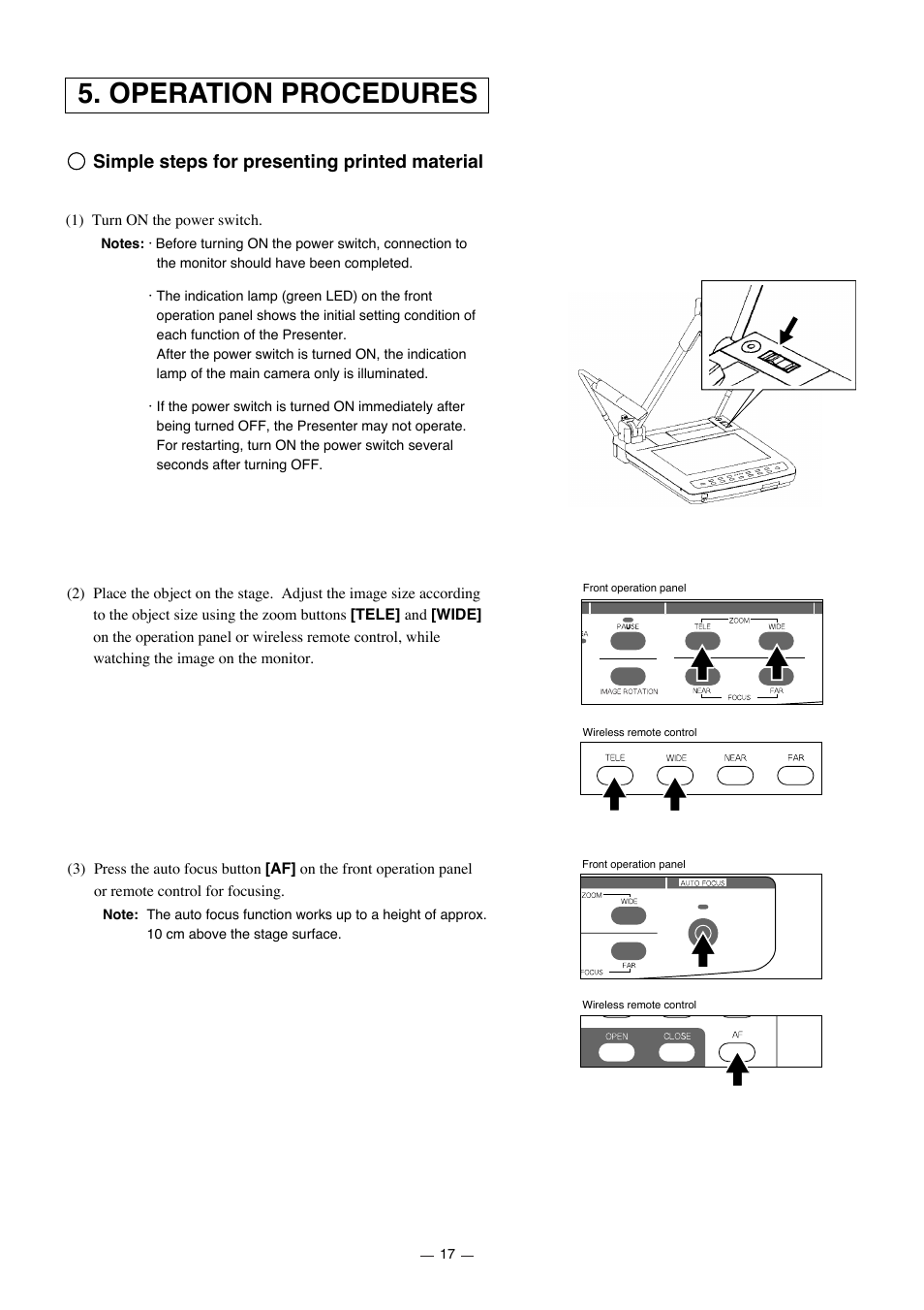 Operation procedures, Simple steps for presenting printed material | Elmo HV-7000SX User Manual | Page 18 / 40