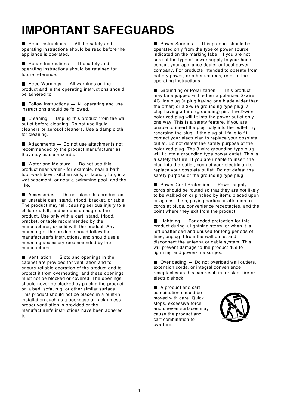 Important safeguards | Elmo HV-7000SX User Manual | Page 2 / 40