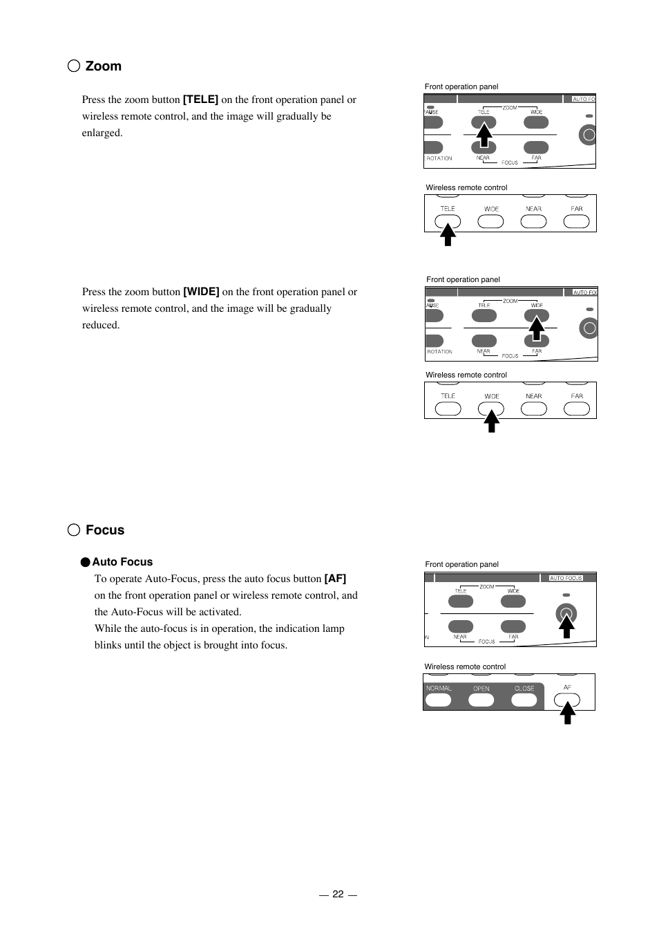 Zoom, Focus | Elmo HV-7000SX User Manual | Page 23 / 40