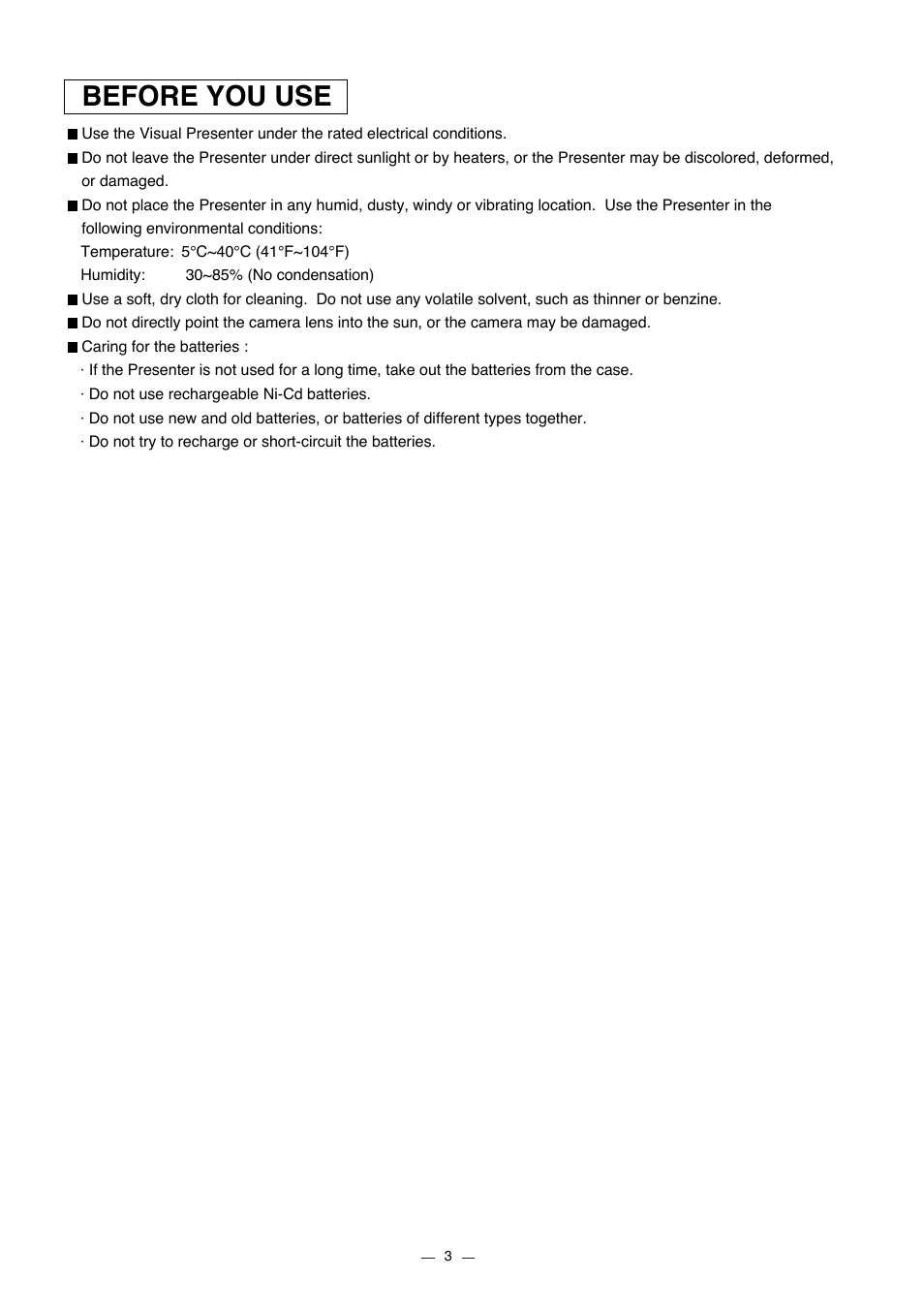 Before you use | Elmo HV-7000SX User Manual | Page 4 / 40