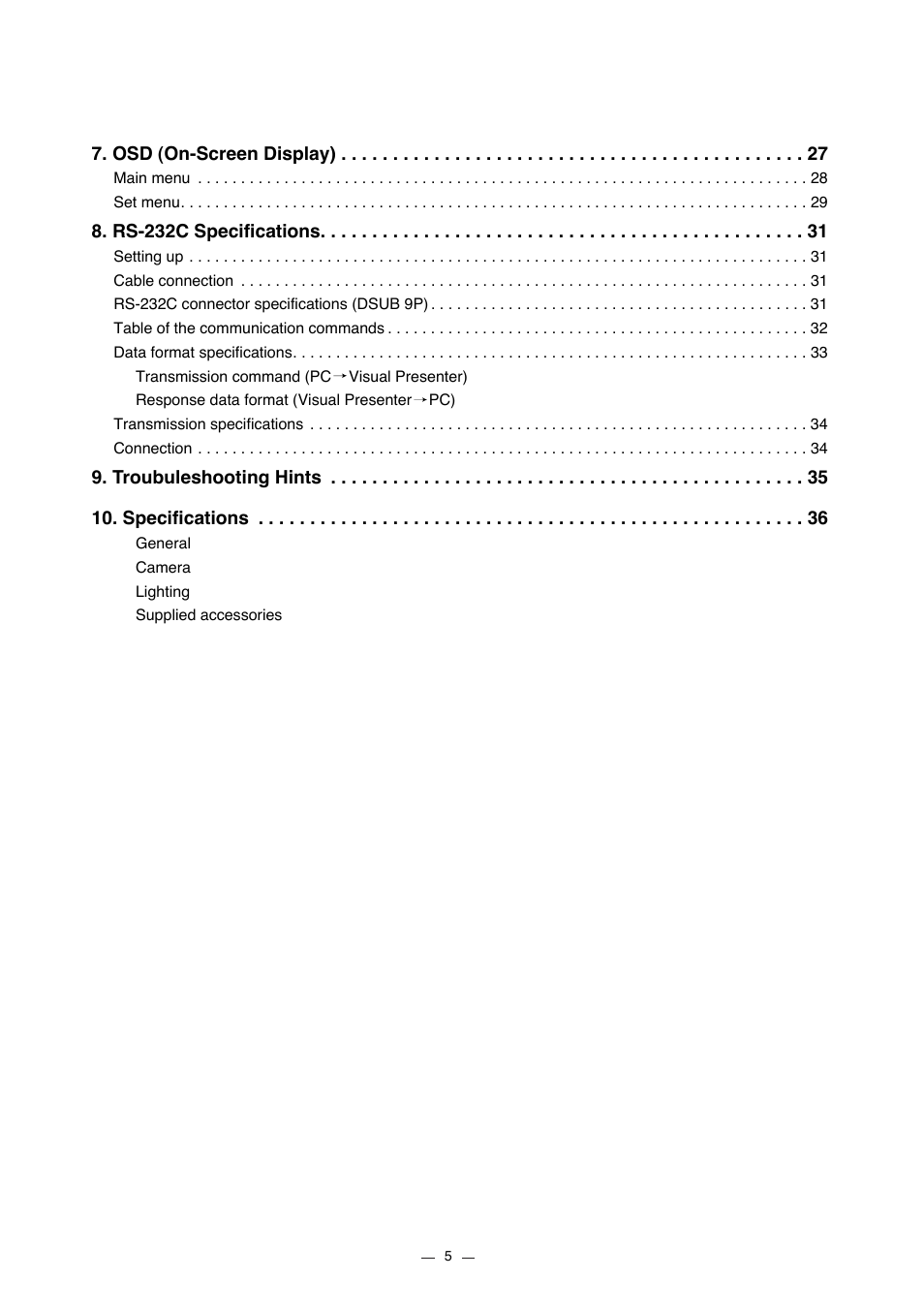 Elmo HV-7000SX User Manual | Page 6 / 40