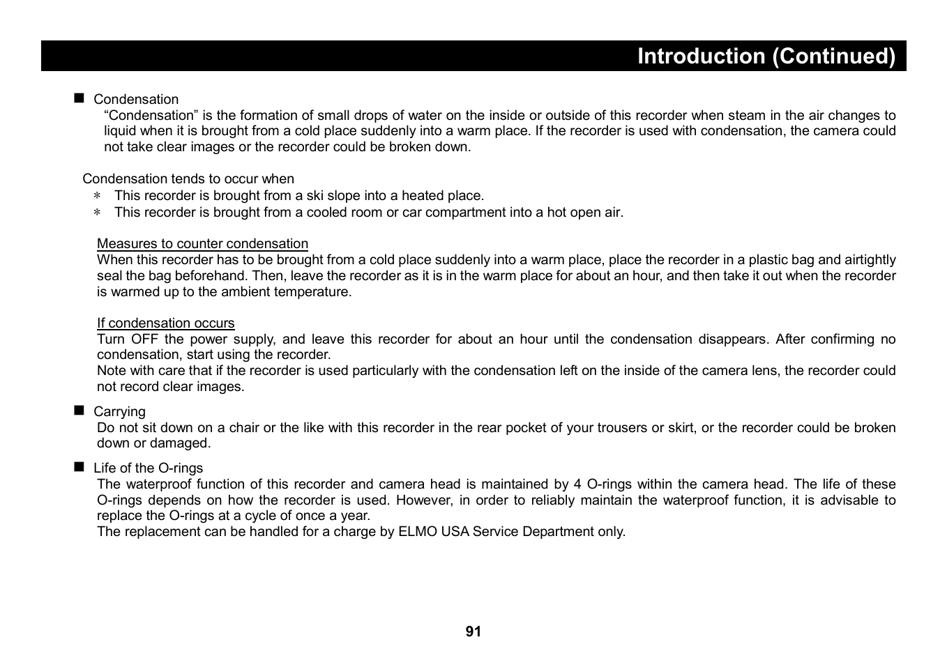 Introduction (continued) | Elmo Micro Video Camera System SUV-CAM User Manual | Page 11 / 66