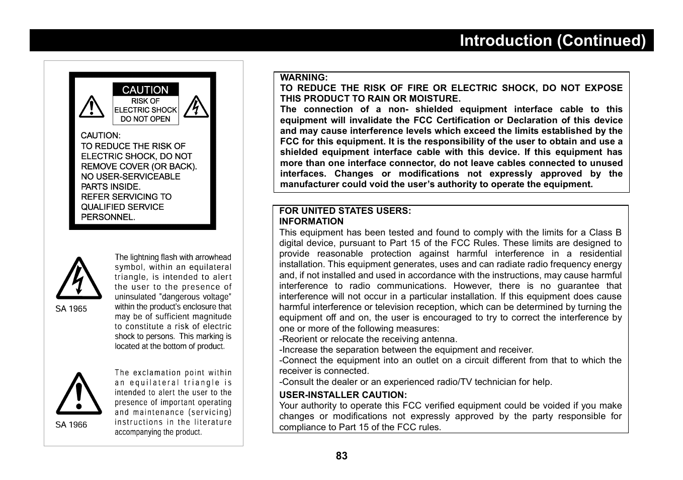 Introduction (continued) | Elmo Micro Video Camera System SUV-CAM User Manual | Page 3 / 66