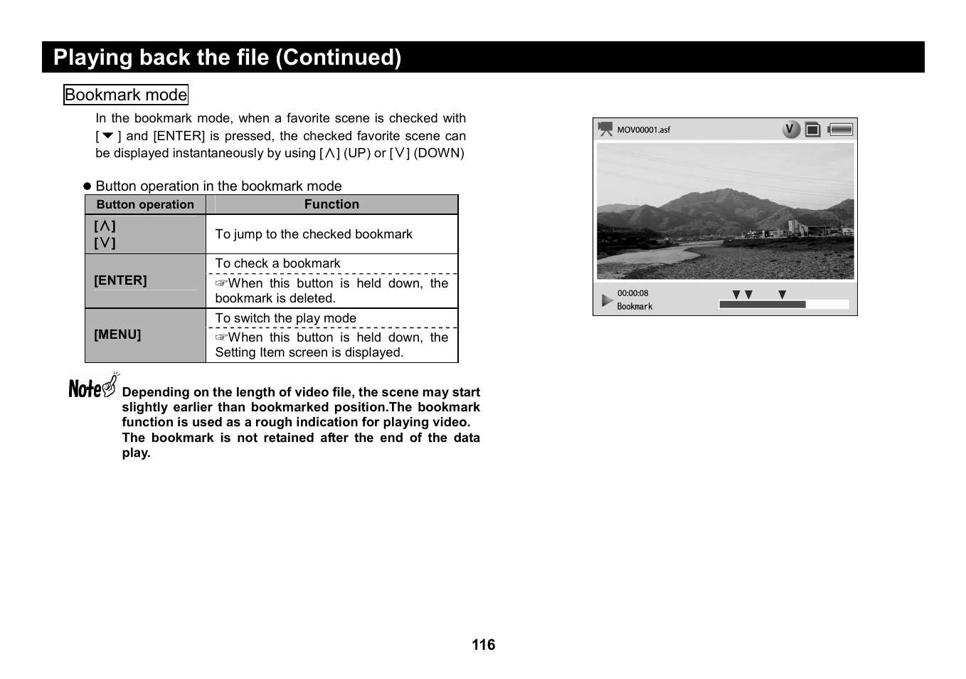 Playing back the file (continued) | Elmo Micro Video Camera System SUV-CAM User Manual | Page 36 / 66