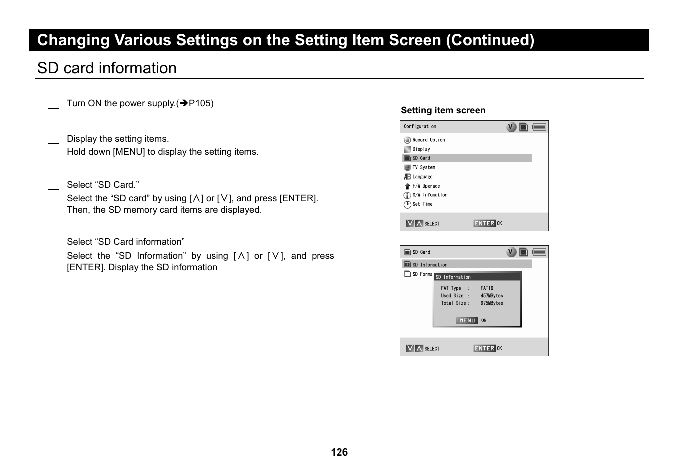 Sd card information, Sd card information 1 | Elmo Micro Video Camera System SUV-CAM User Manual | Page 46 / 66