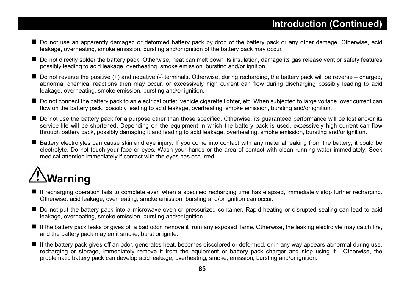 Warning, Introduction (continued) | Elmo Micro Video Camera System SUV-CAM User Manual | Page 5 / 66