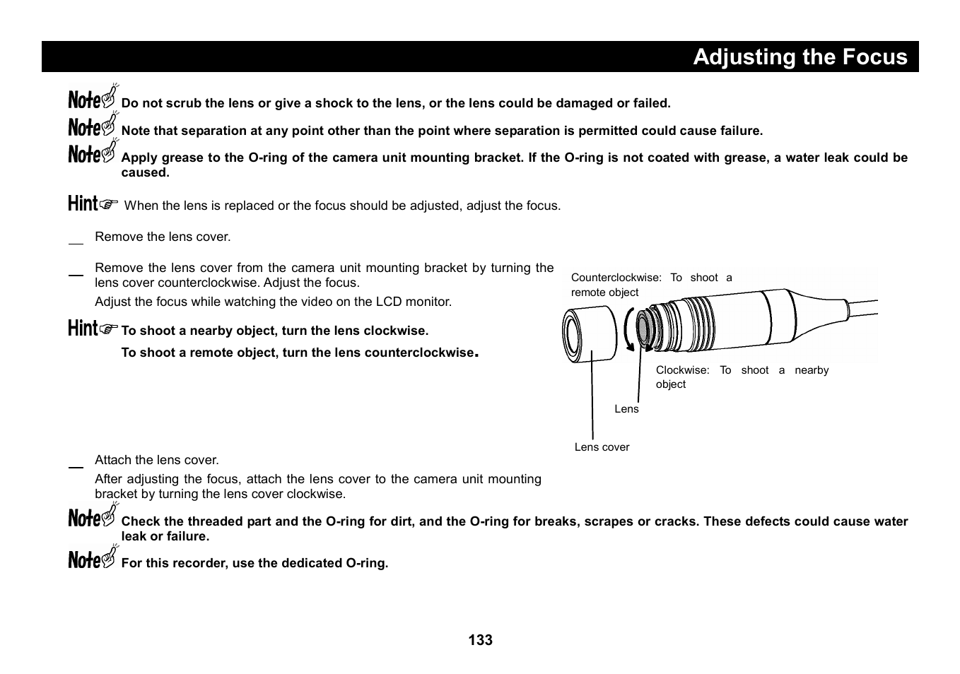 Adjusting the focus | Elmo Micro Video Camera System SUV-CAM User Manual | Page 53 / 66