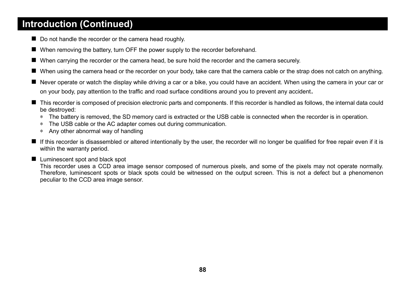 Introduction (continued) | Elmo Micro Video Camera System SUV-CAM User Manual | Page 8 / 66