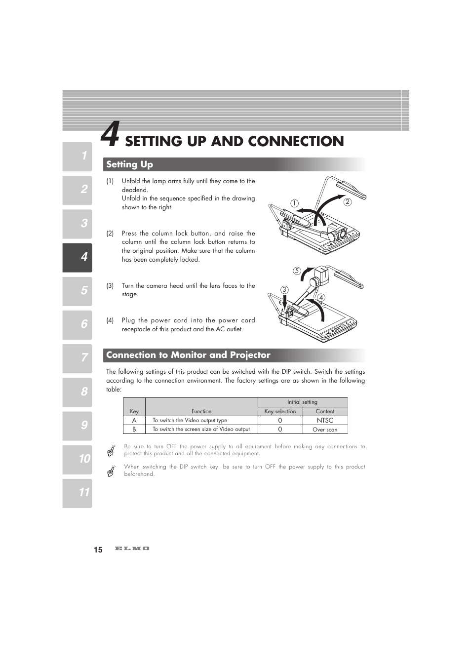 Setting up and connection | Elmo Visual Presenter HV-5100XG User Manual | Page 16 / 48