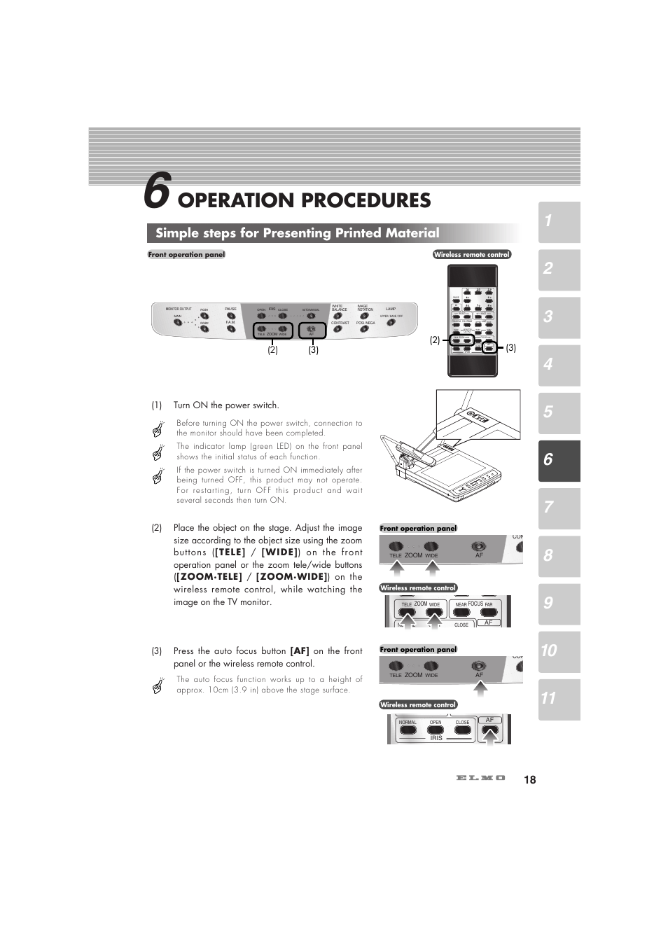 Operation procedures, Simple steps for presenting printed material | Elmo Visual Presenter HV-5100XG User Manual | Page 19 / 48