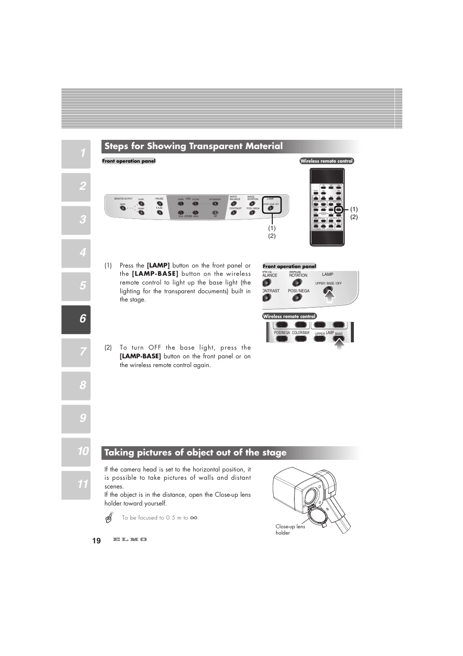 Steps for showing transparent material, Taking pictures of object out of the stage | Elmo Visual Presenter HV-5100XG User Manual | Page 20 / 48