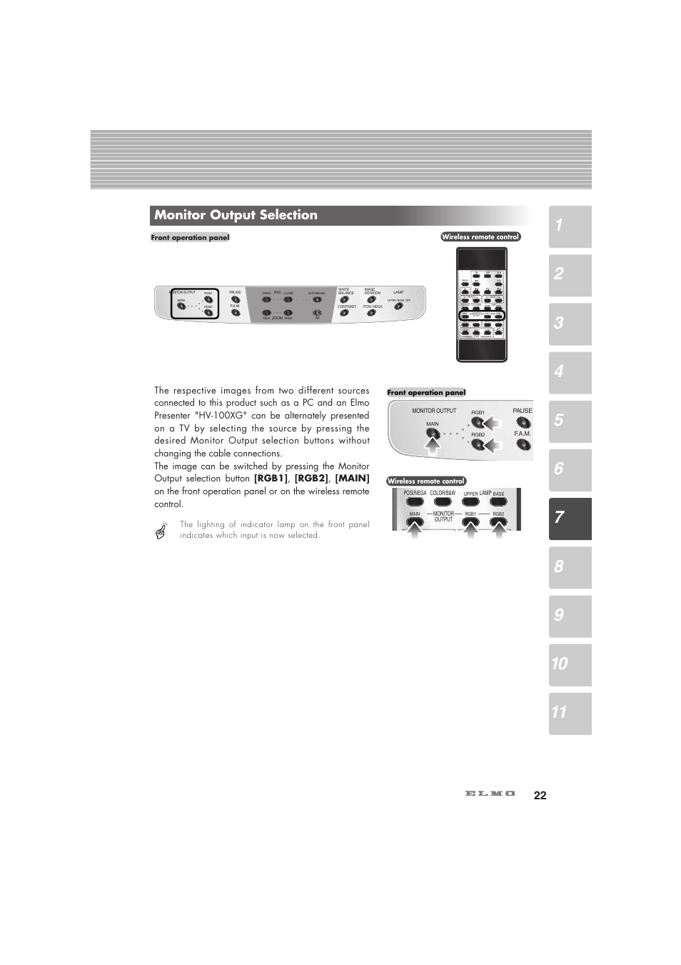 Monitor output selection | Elmo Visual Presenter HV-5100XG User Manual | Page 23 / 48