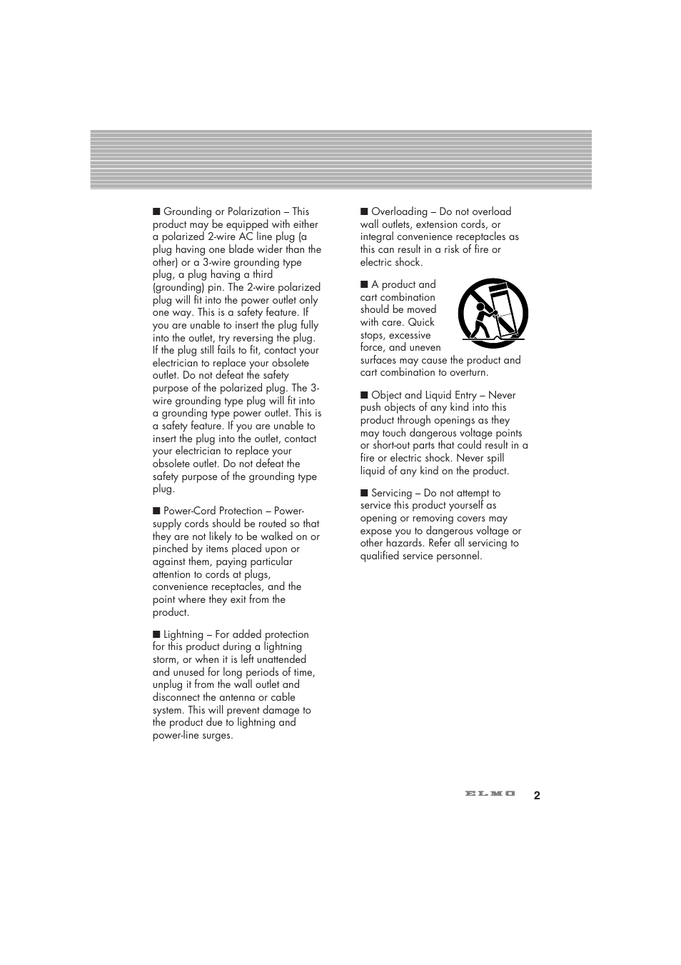 Elmo Visual Presenter HV-5100XG User Manual | Page 3 / 48