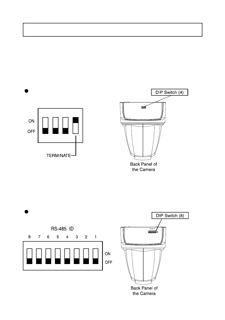 Terminating resistance and id address settings, 1] setting the terminating resistance, 2] setting the id address | Elmo Network Pan-Tilt-Zoom Camera PTC-201CIP User Manual | Page 26 / 52