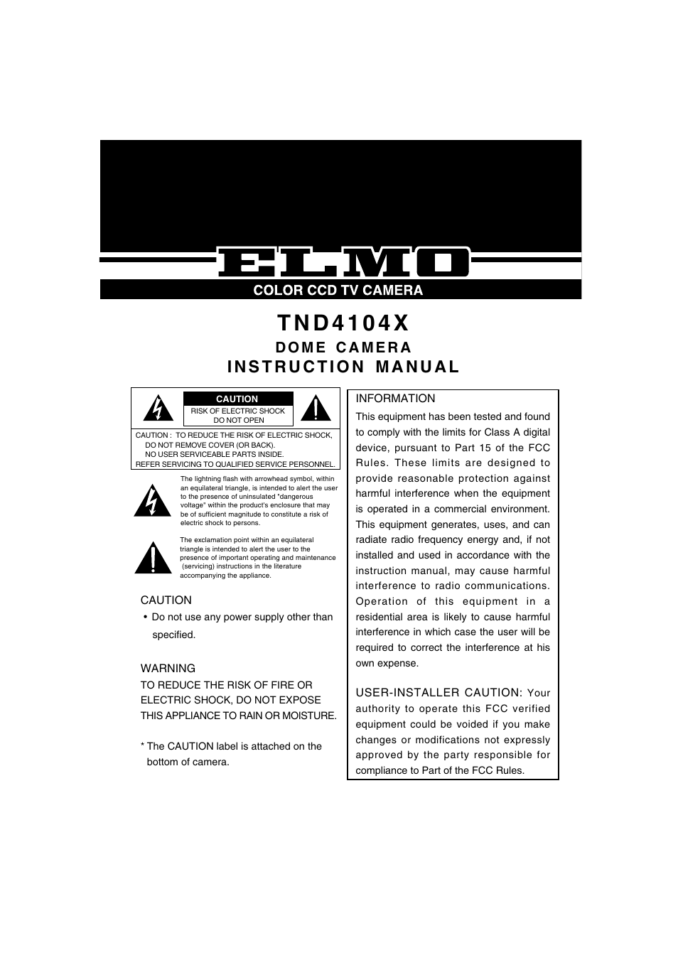 Elmo TND4104X User Manual | 12 pages