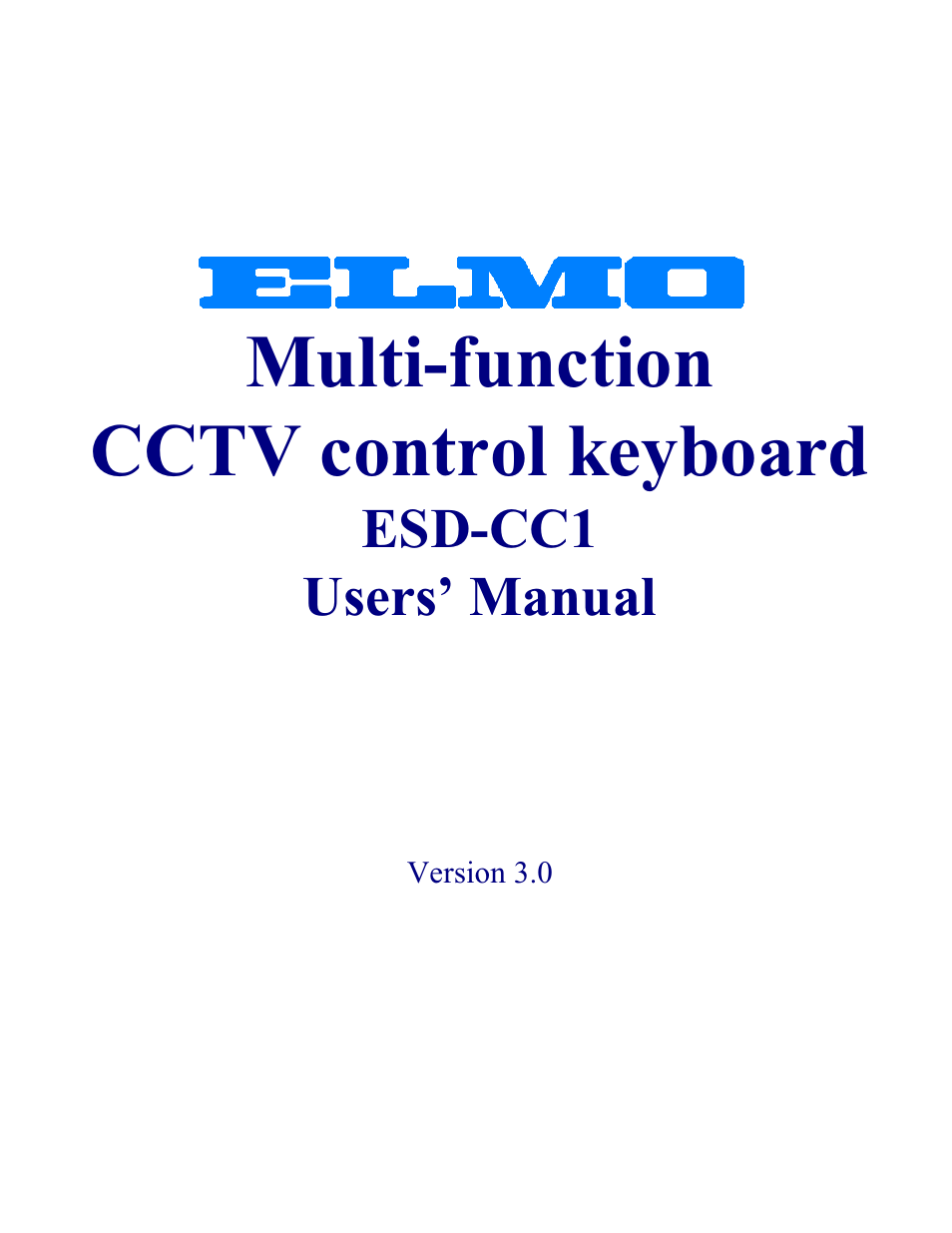Elmo ESD-CC1 User Manual | 28 pages