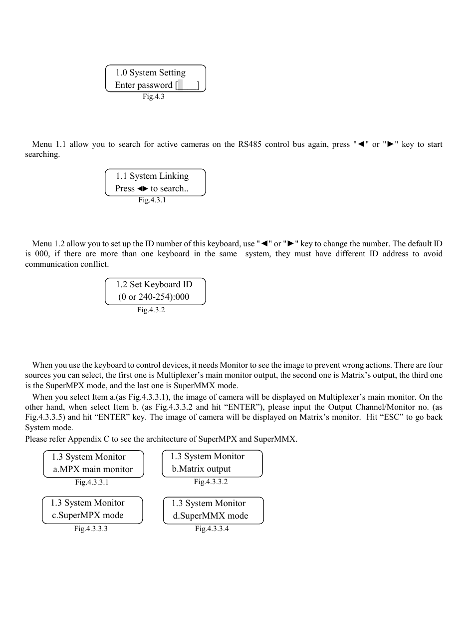 1 system linking, 2 set keyboard id, 3 system monitor setting | Elmo ESD-CC1 User Manual | Page 16 / 28