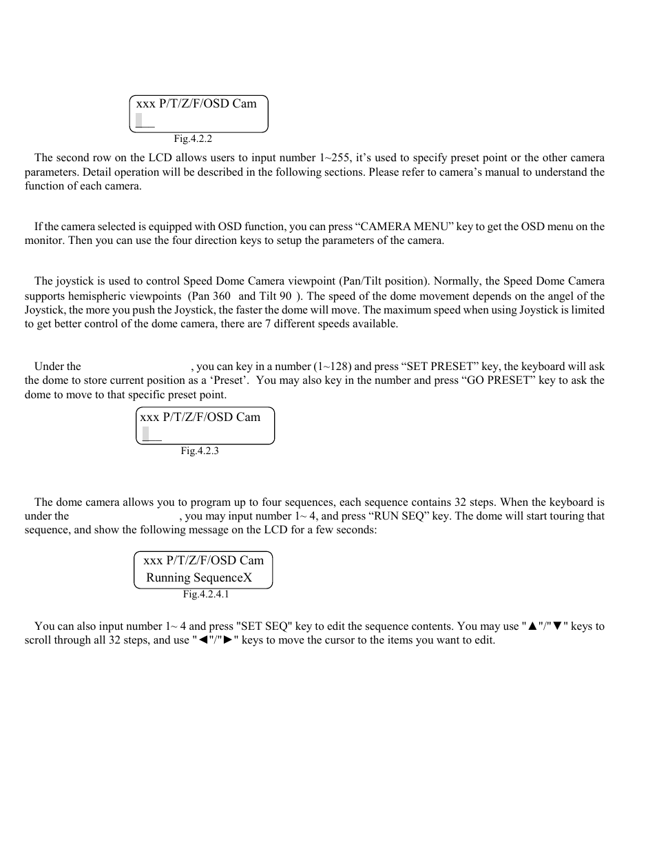 1 osd camera setting, 2 joystick, 3 set preset and run preset | 4 sequence setting and execution | Elmo ESD-CC1 User Manual | Page 9 / 28