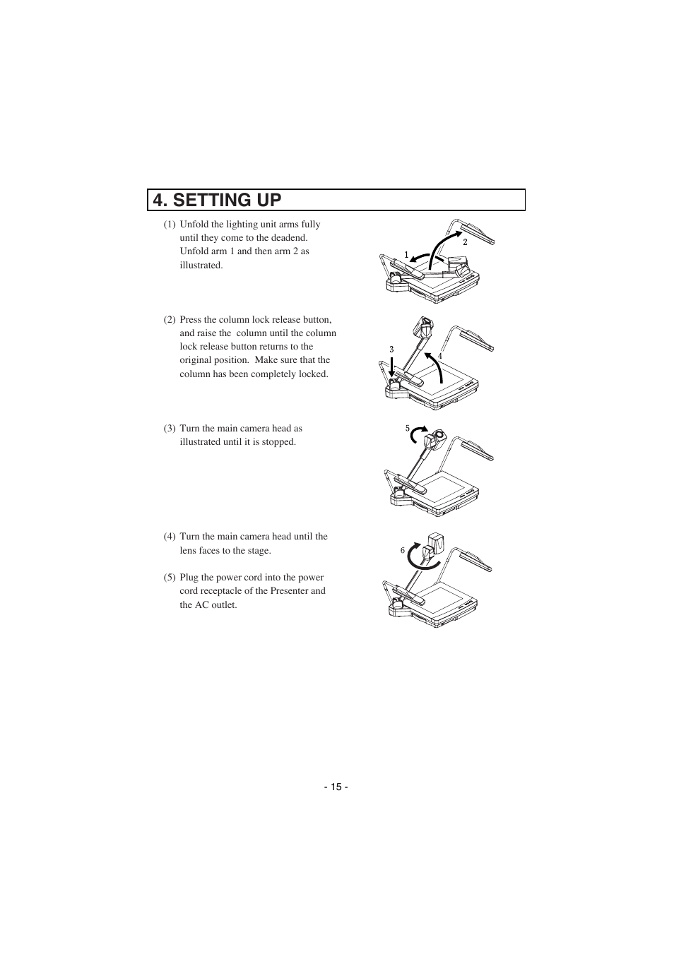 Setting up | Elmo HV-8000SX User Manual | Page 16 / 56