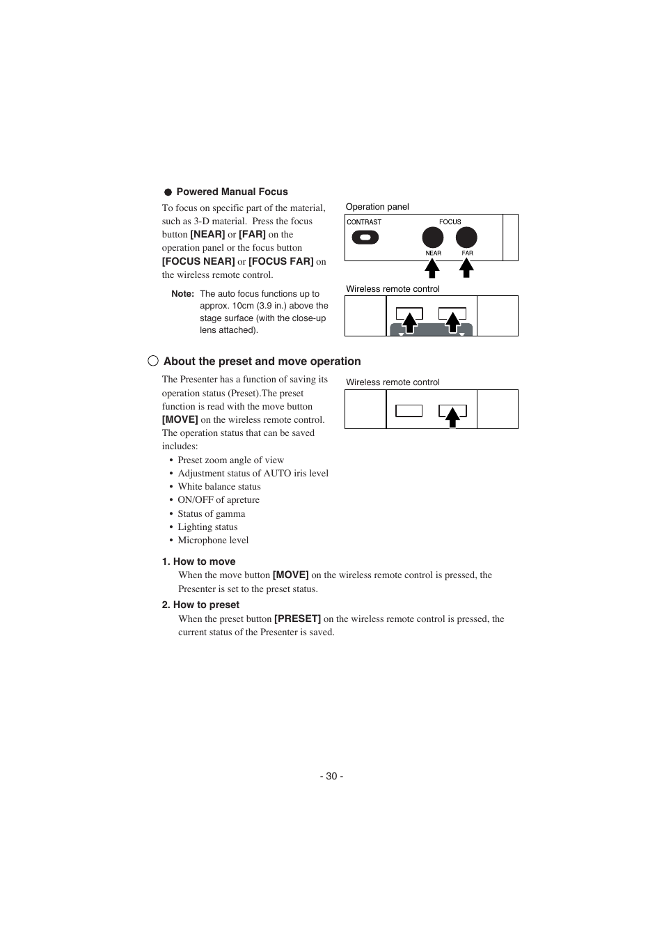 About the preset and move operation | Elmo HV-8000SX User Manual | Page 31 / 56