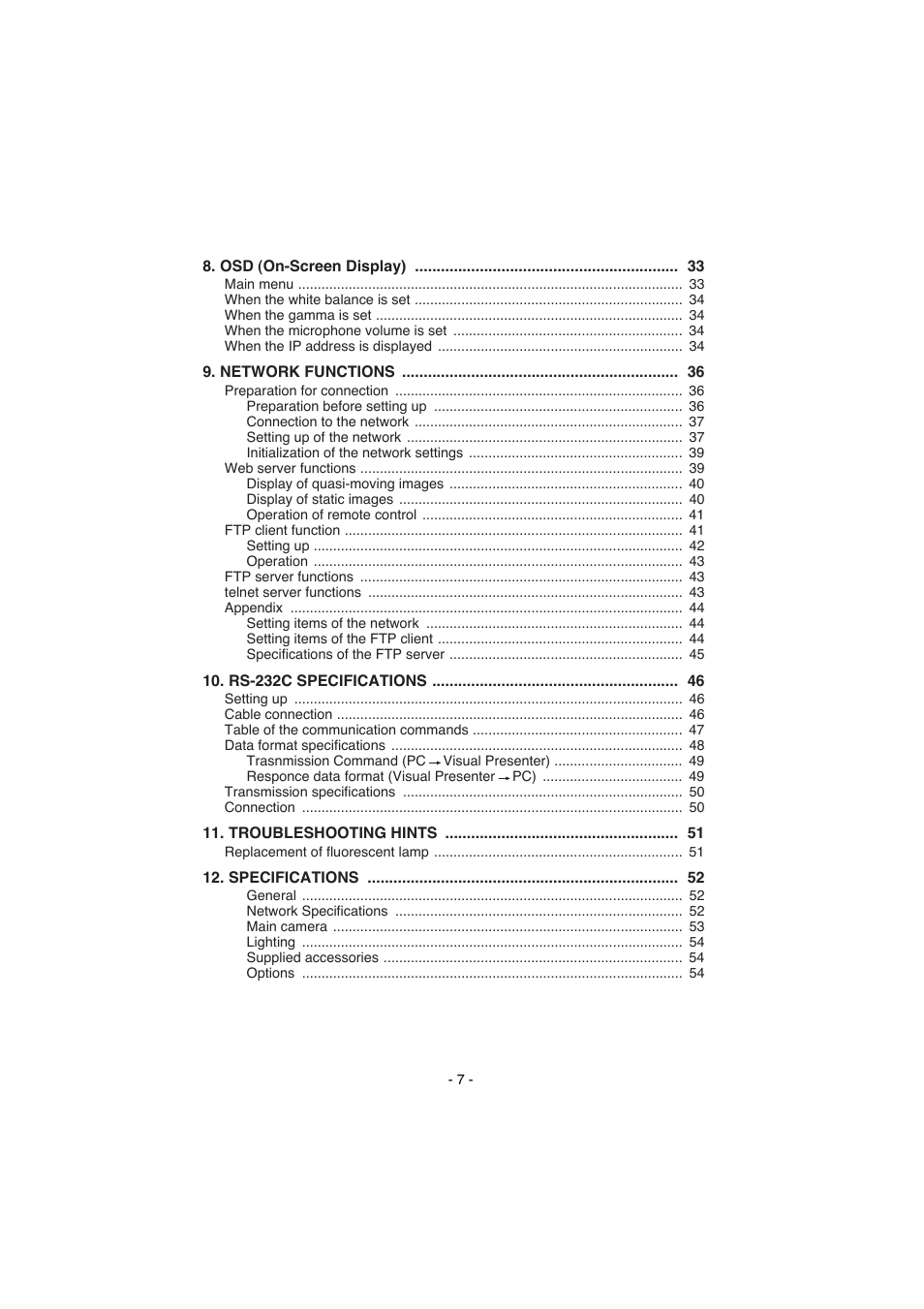 Elmo HV-8000SX User Manual | Page 8 / 56