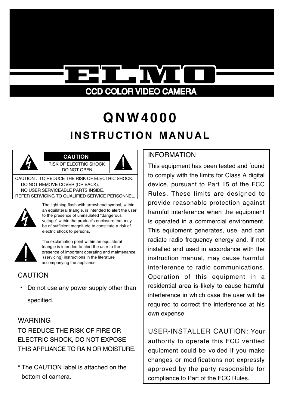 Elmo QNW4000 User Manual | 16 pages