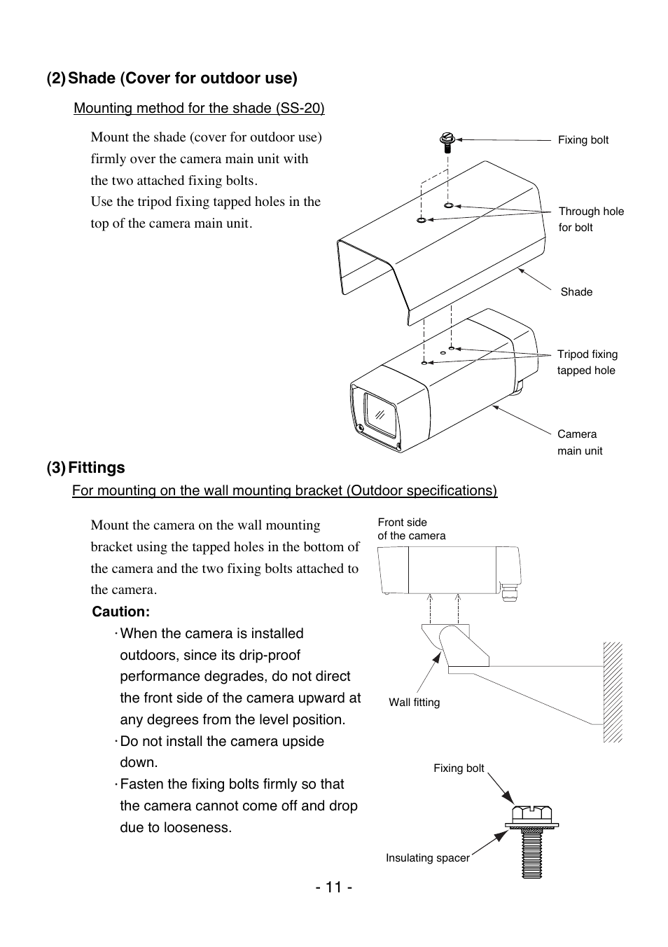 11 - (2) shade (cover for outdoor use), 3) fittings | Elmo QNW4000 User Manual | Page 12 / 16