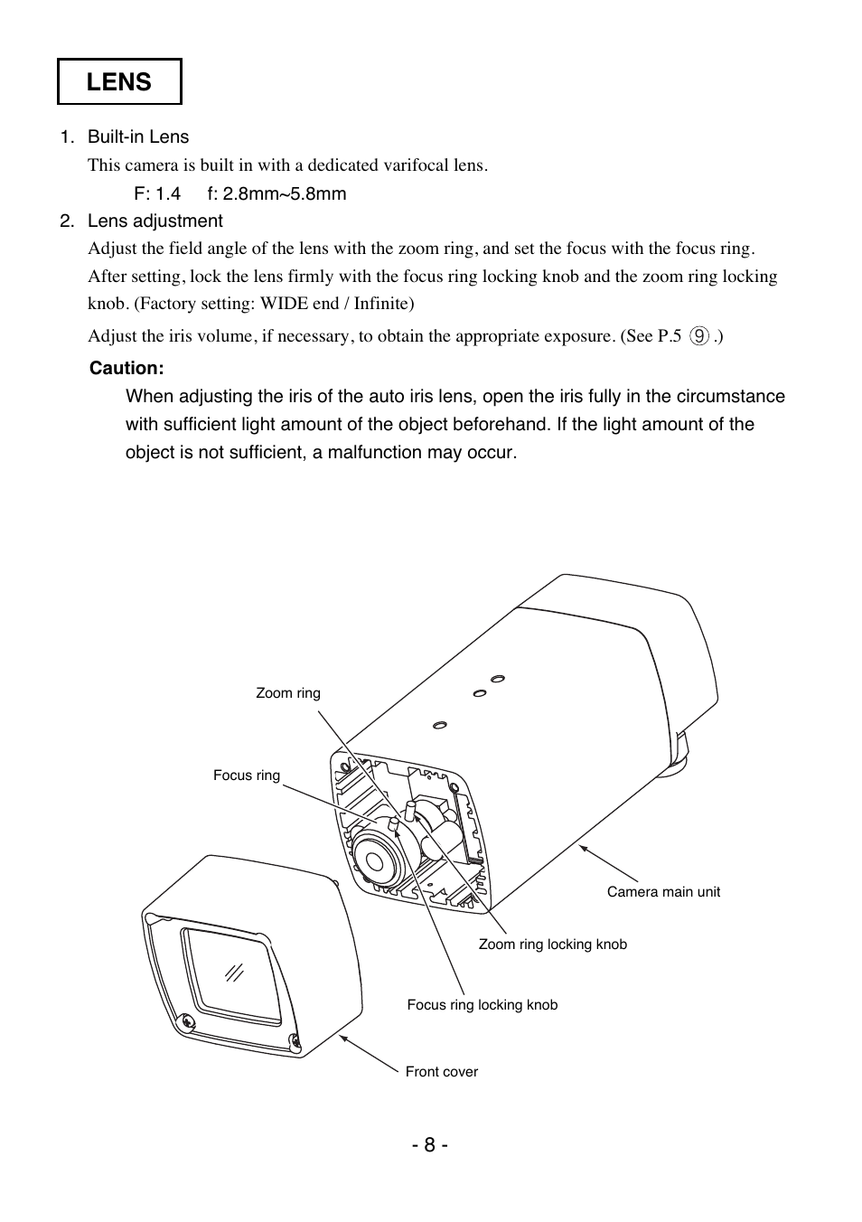 Lens | Elmo QNW4000 User Manual | Page 9 / 16